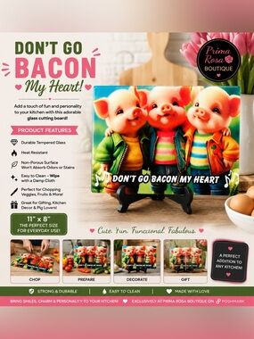 Colorful Piglet Glass Cutting Board